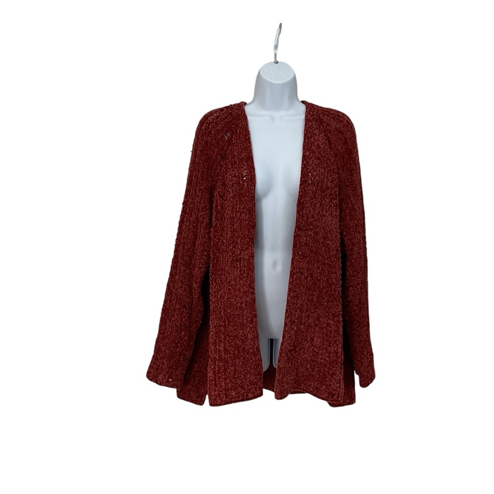 Women’s Sweater Size XL Maroon Open Front Soft Cozy 1062